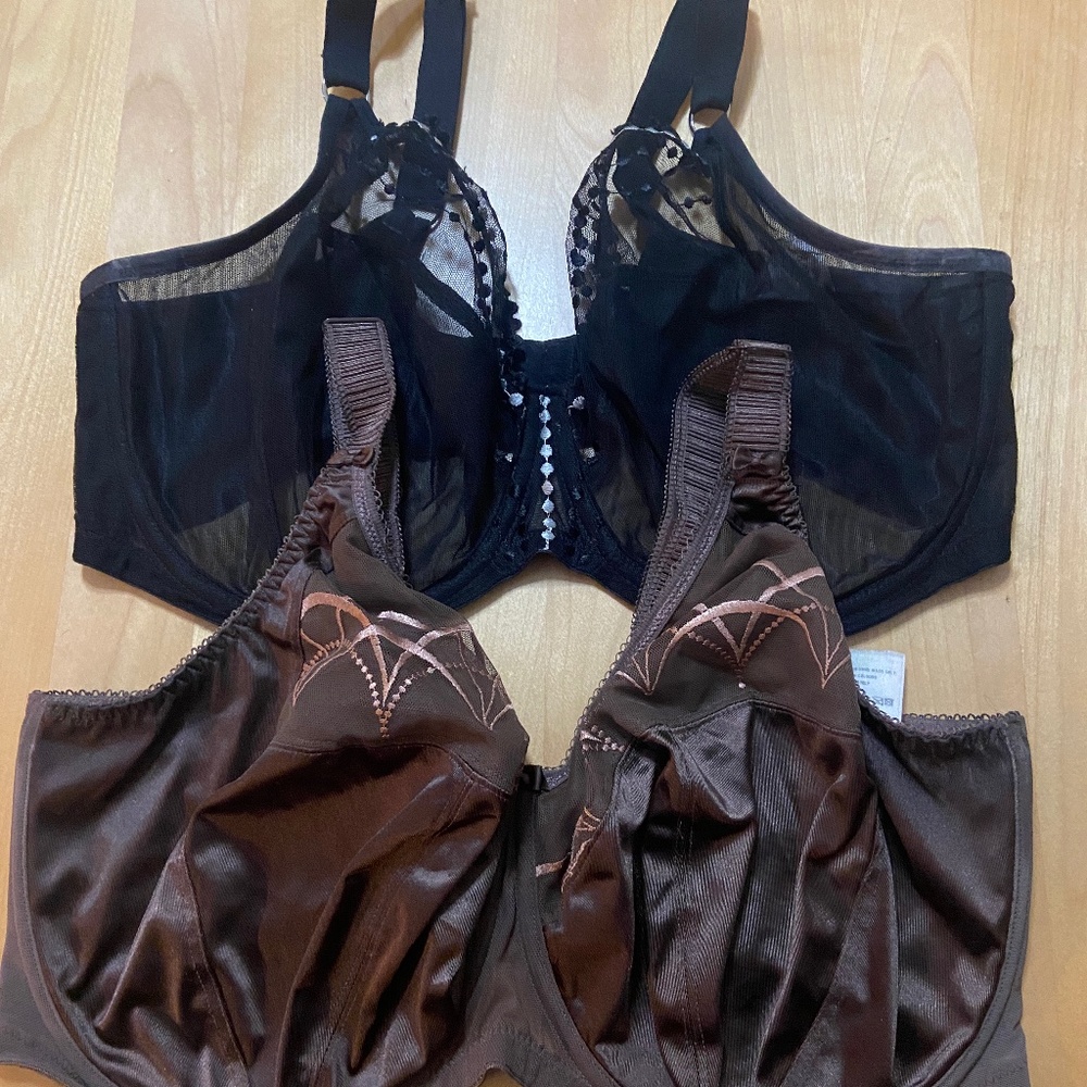 2 Elomi Wired Bras Nonpadded Size US 38J Brown and Black Good condition!